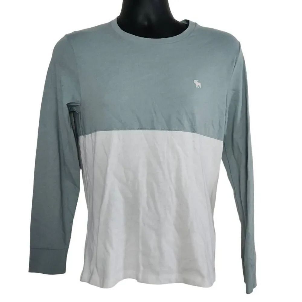 Abercrombie & Fitch Men's Size XS TealāWhite Logo Soft Long Sleeve T-shirt